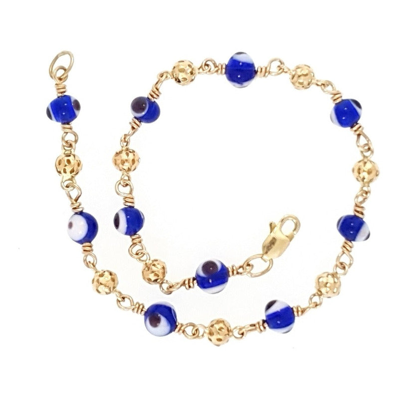 Pulsera Oro 14k Ojo Turco 14cm