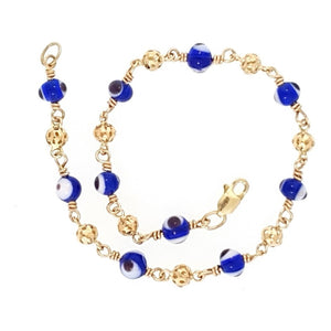 Pulsera Oro 14k Ojo Turco 14cm