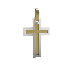 Cruz Oro Blanco Con Amarillo De 14k Vi717