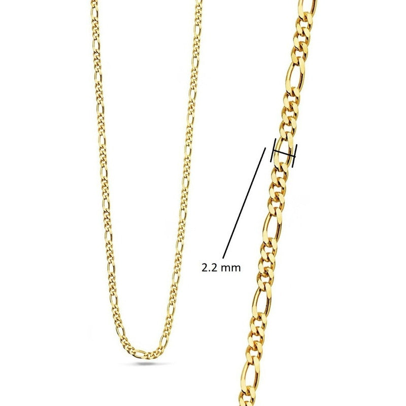 Cadena Oro 10k Figaro 3_1 Ultraligera 50cm 2.2mm