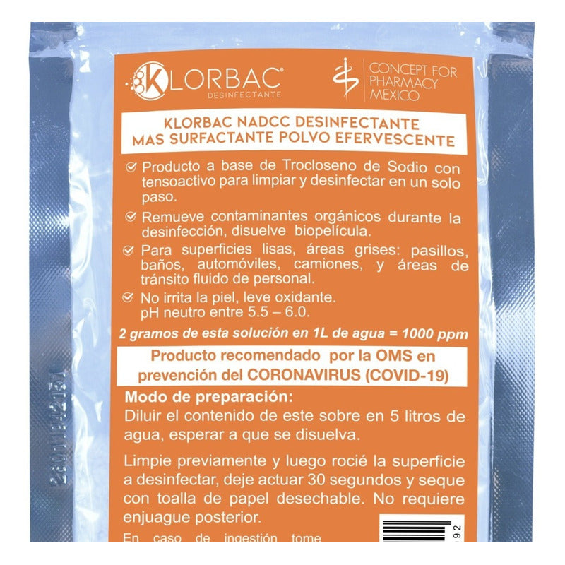 Desinfectante + Surfactante Efervescente  Klorbac 002