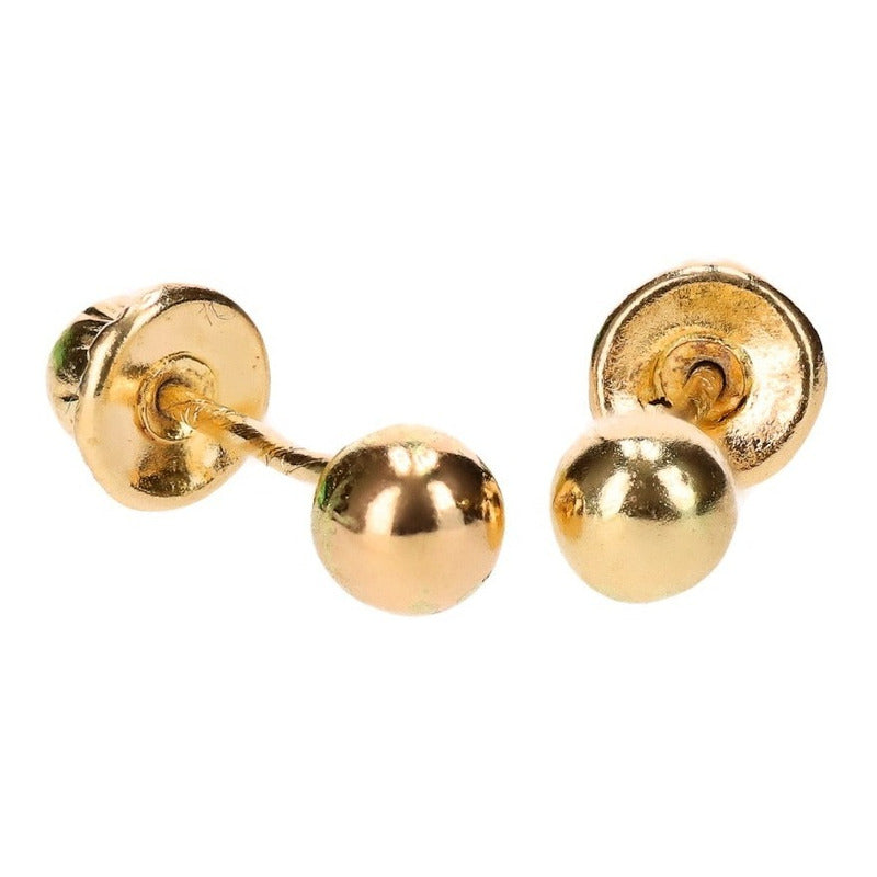 Broquel Dormilona 4mm Bola Arete Oro Amarillo 14k