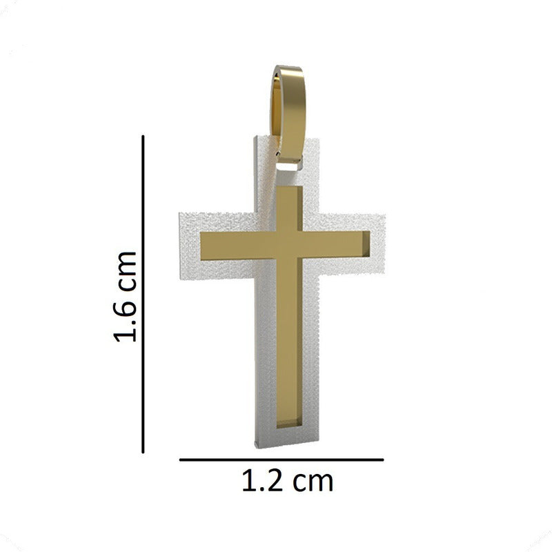 Cruz Oro Blanco Con Amarillo De 14k Vi717