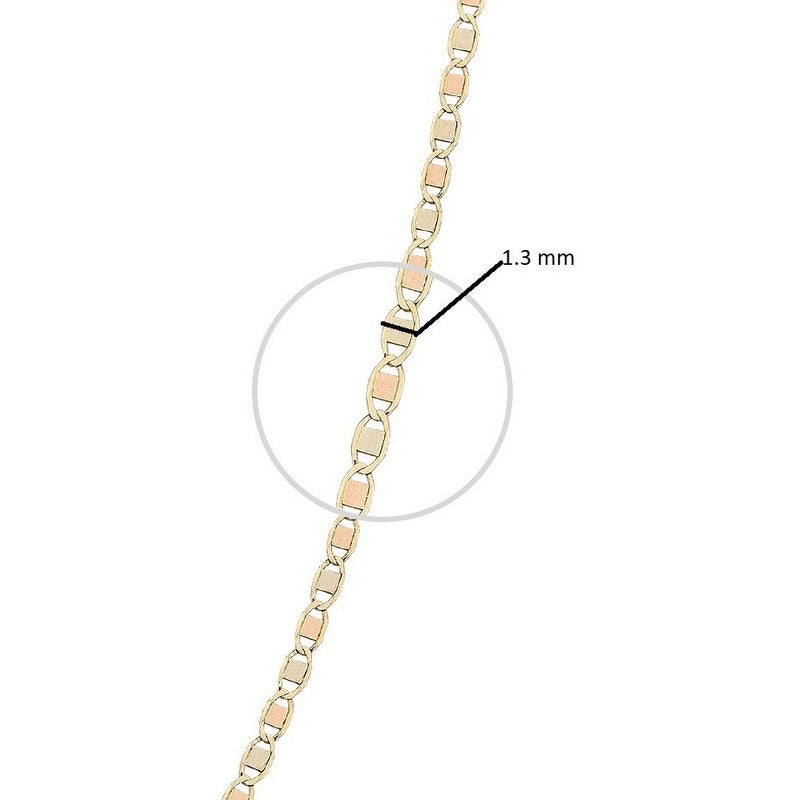Cadena Oro 10k Valentino Espejo 3 Colores 40cm 1.3mm