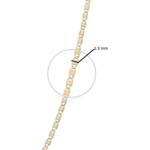 Cadena Oro 10k Valentino Espejo 3 Colores 40cm 1.3mm